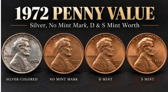 1972 Penny Value: Silver, No Mint Mark, D ,S Mint Worth