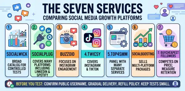 Comparing 7 Social Media Growth Services With Basic Statistics