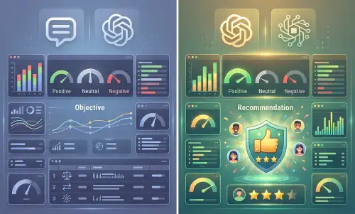 Dashboard showing positive, neutral, and negative AI sentiment scores for a brand across ChatGPT and Gemini