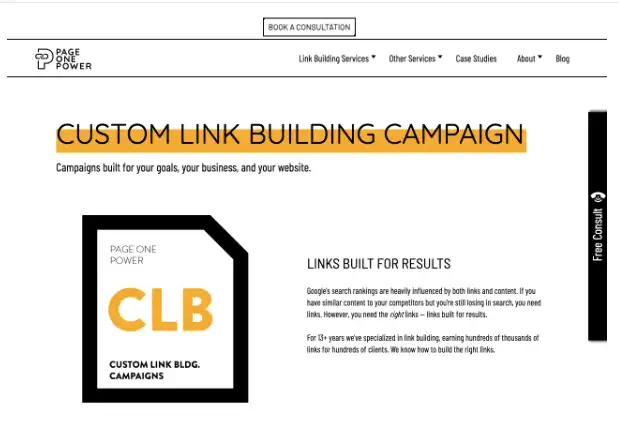 Page One Power — custom link building campaigns